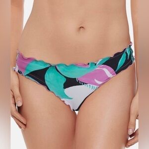 SALT + COVE Women's Green Printed Stretch Cheeky Fit Lined Bikini Bottom-NWT